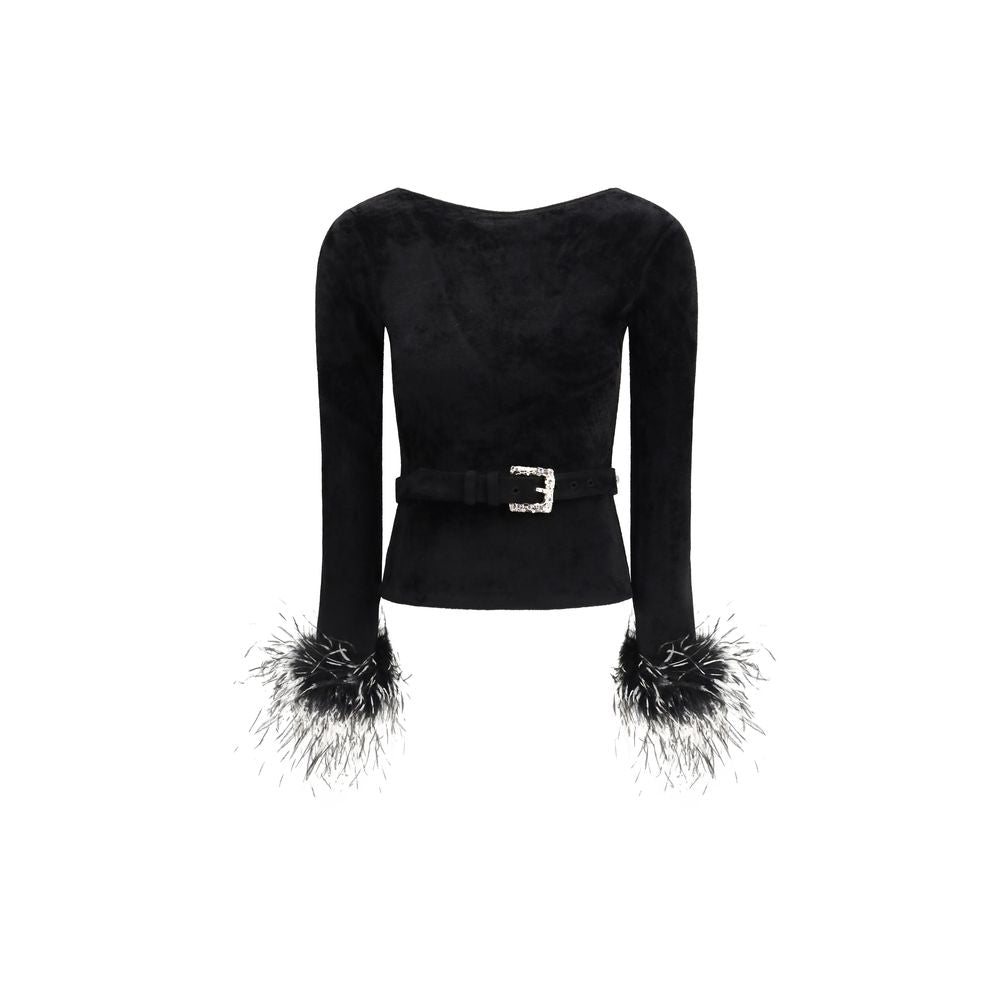 Self-Portrait Black Viscose Blouse